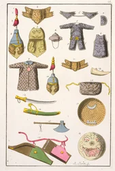Chinesische Militärwaffen und Kleidung, Illustration aus 